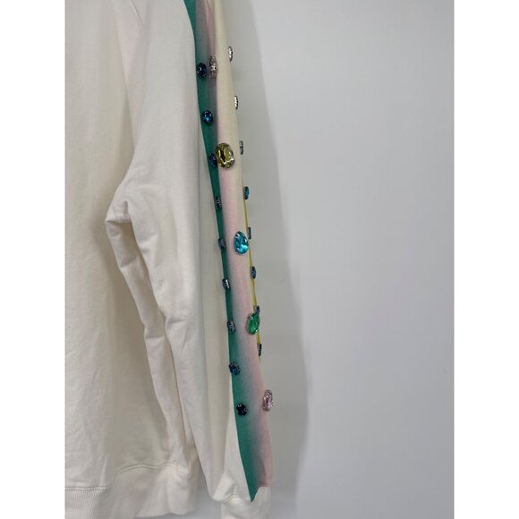 Boston Proper womens size XL top Beaded gemma Sweatshirt Embellished Sleeves - Picture 5 of 6